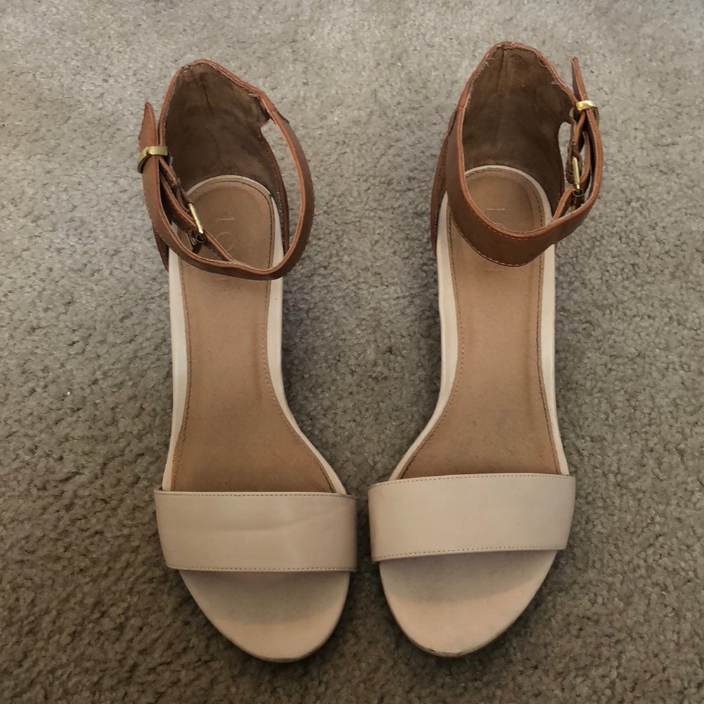 Loft wedge strap ankle heels